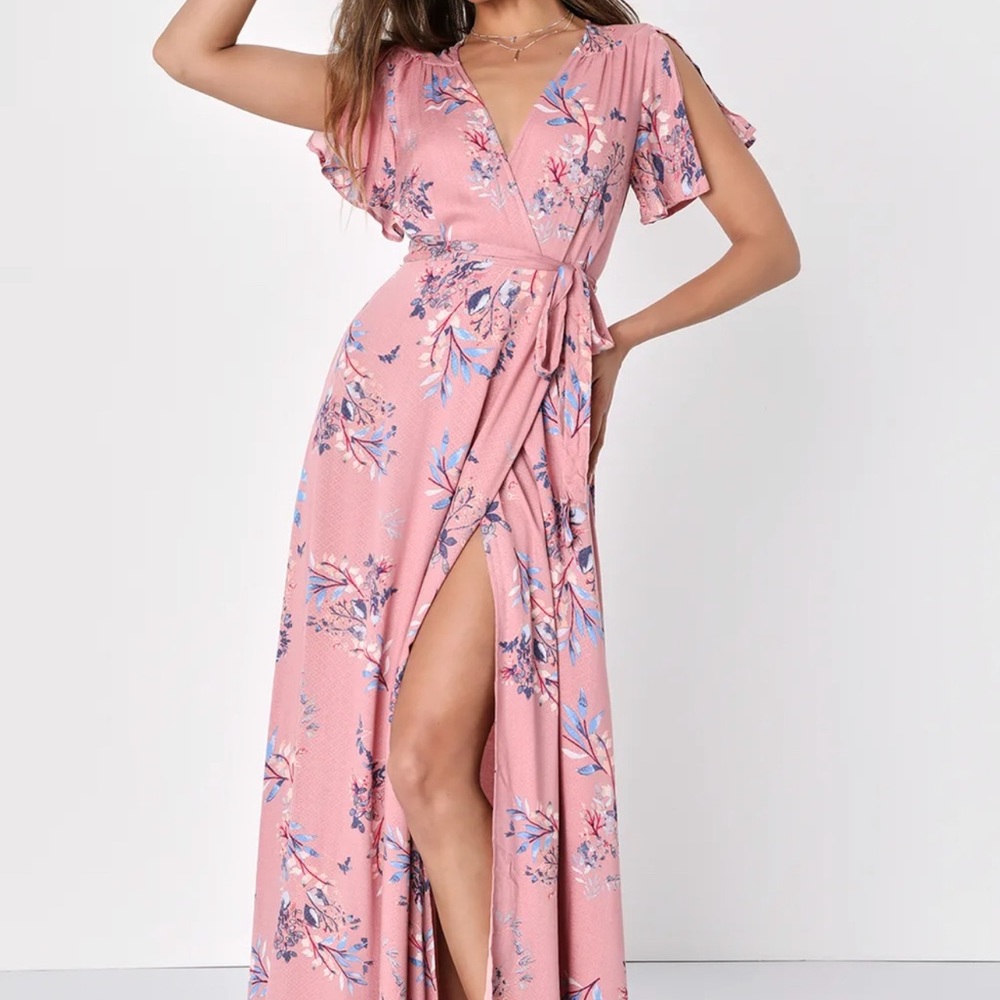 Floral Print Wrap Maxi Dress